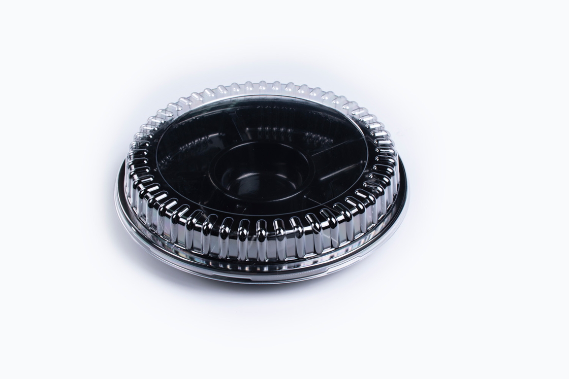 FDA/EU Round / Rectangle / Boat Shape Plastic Food Packaging Sushi Box with Anti Fog Cover (صندوق السوشي البلاستيكي لتغليف الأغذية مع غطاء مضاد للضباب)