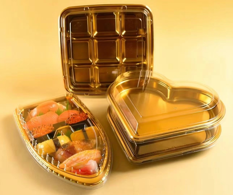 شعار مخصص علبة طعام سوشي بلاستيكية مع غطاء