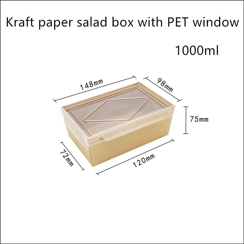 PET غطاء ورق كرافت علب طعام يمكن التخلص منها 2100 1600 1400 مل