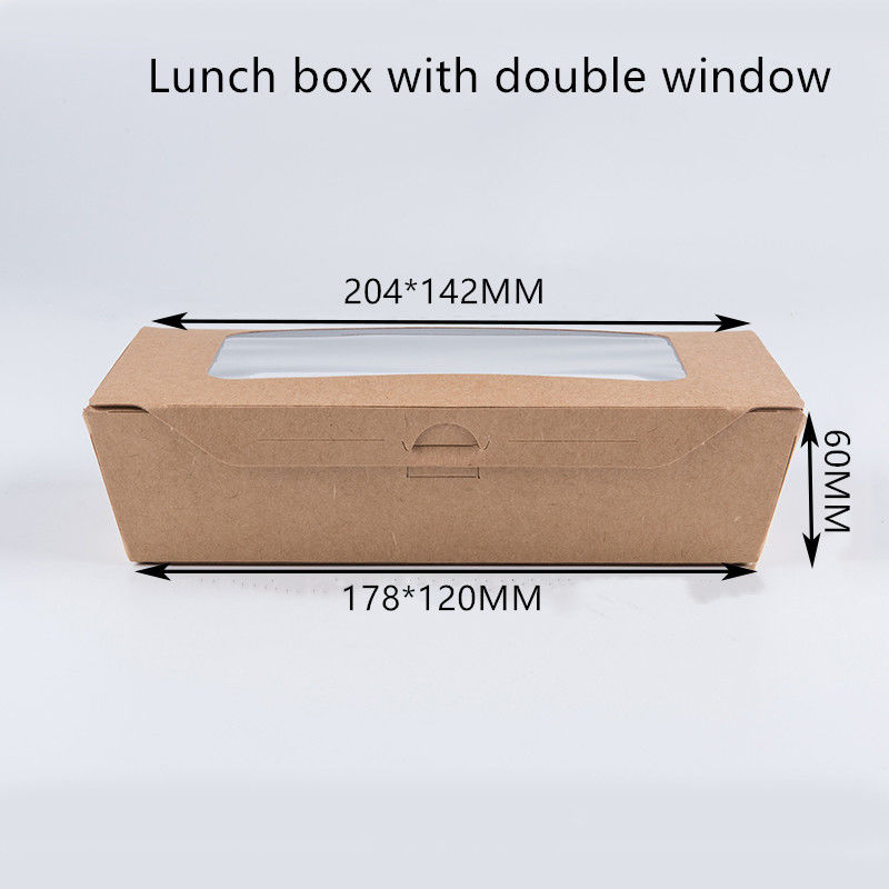 1200 مل 337380400gsm ورق الكرافت صندوق الغداء مع نافذة PET