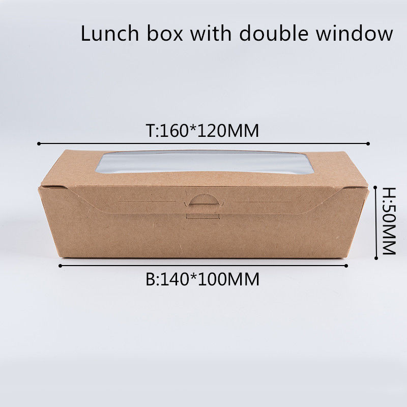 1200 مل 337380400gsm ورق الكرافت صندوق الغداء مع نافذة PET